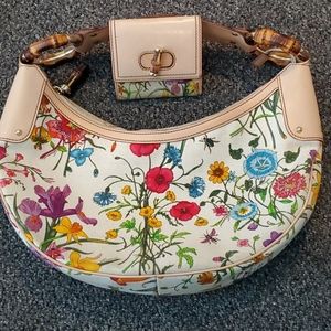 Tom Ford Gucci floral half moon hobo and wallet